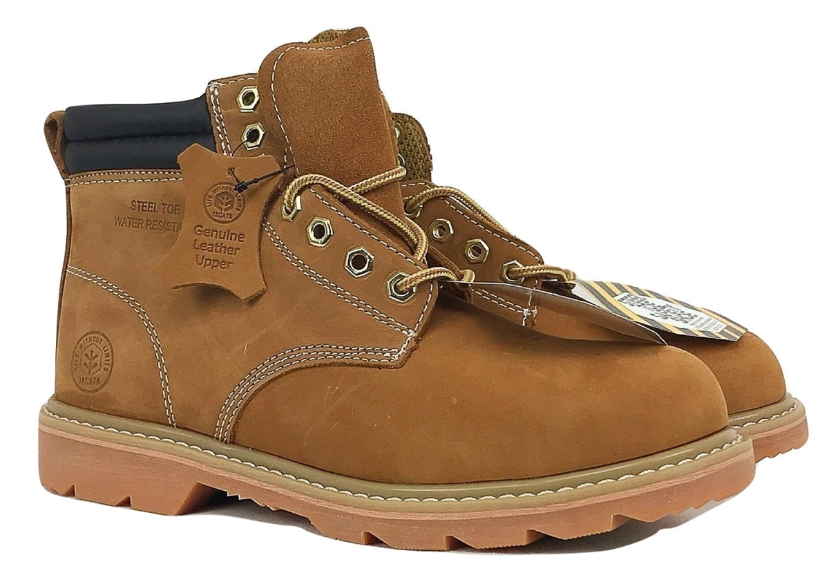 Men's JACATA • 8605 • 6" Classic  Steel Toe Work Boot - 8605 - Tan Nubuck Leather